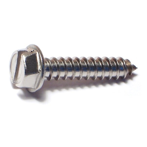 Midwest Fastener Sheet Metal Screw, #12 x 1 in, 18-8 Stainless Steel Flange Hex Head Slotted Drive, 15 PK 63855 - main